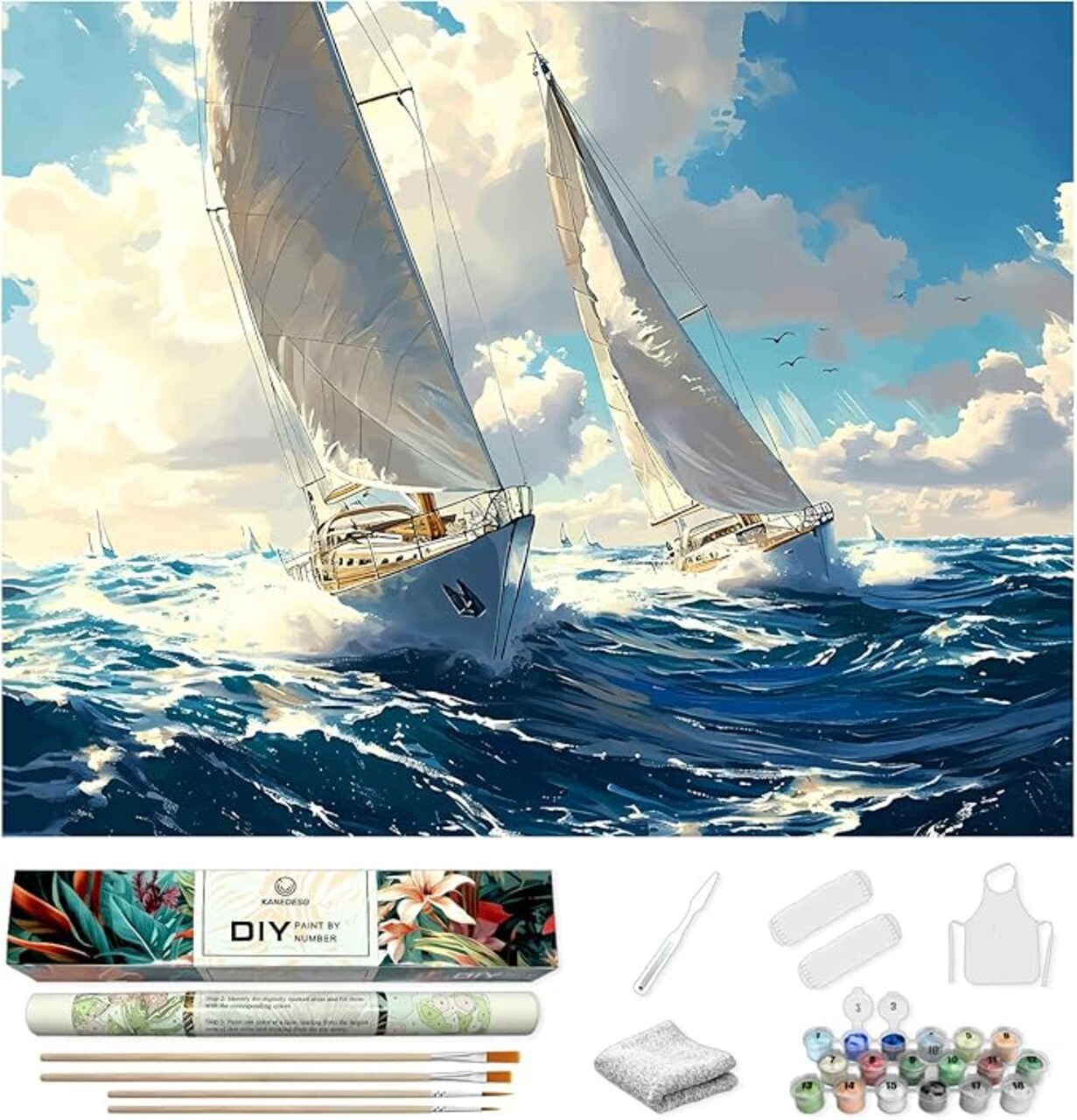 Paint by Numbers kit for Adults Beginners, Adult Paint by Number Kits, 16x20Inch Canvas Ocean Landscape Easy Acrylic DIY Painting Crafts,Drawing Paintwork for Adults Beginner
